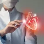 Omega-3 and Heart Failure Risk and Death Female,Doctor,Touchstone,Virtual,Heart,In,Hand.,Blurred,Photo,,Handrawn